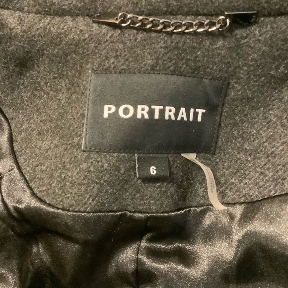 PORTRAIT LONG GRAY DOUBLE BREASTED BUTTON DOWN PEA COAT WITH POCKETS/ Size 6 - Picture 10 of 11